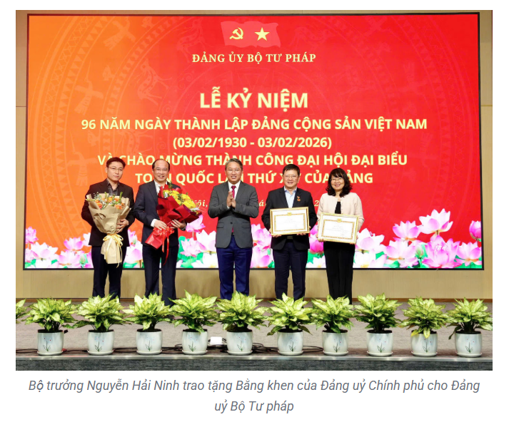 Bộ Tư pháp dâng hương, quán triệt Nghị quyết Đại hội XIV nhân kỷ niệm 96 năm Ngày thành lập Đảng Screenshot 2026 02 04 081144